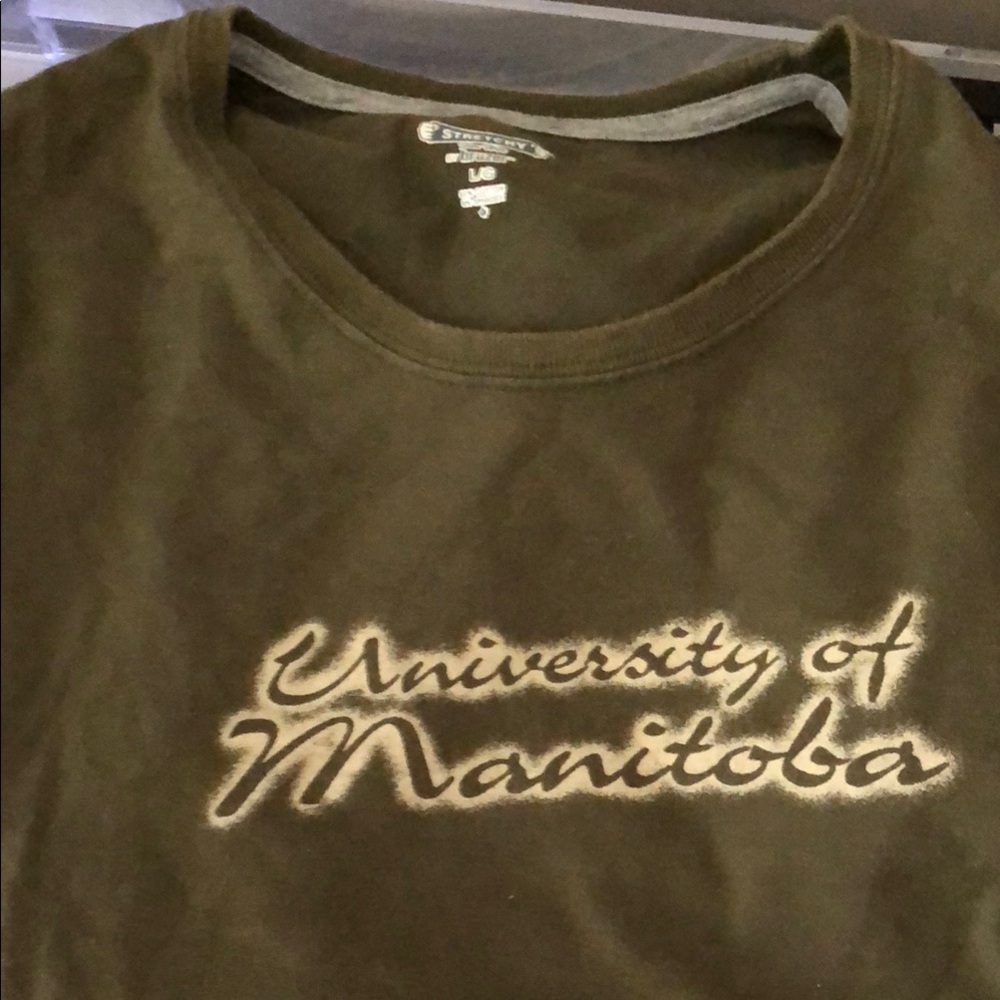 University of Manitoba Olive Green Y2K T-shirt